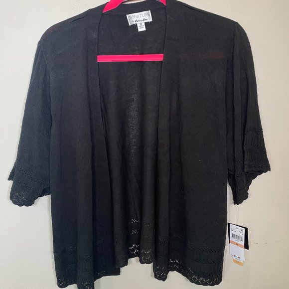 NWT Signature by Robbie Bee Macy's Knit Detail Short Sleeve Cardigan - Picture 1 of 10